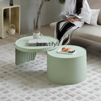Masa de ceai | Moda Verde Menta Combinat cu Ceai de Masă Retractabil cu Dublă Utilizare din material Plastic Personalitate Masă Rotundă masă laterală
